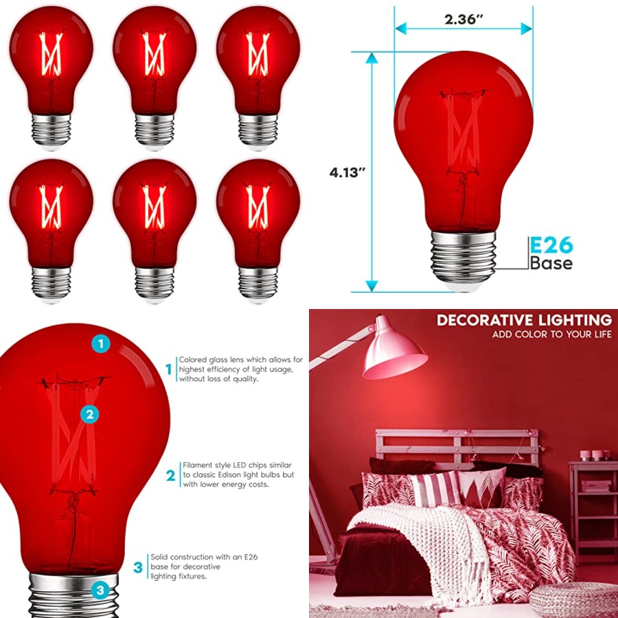 Outdoor Lighting Bulbs - A19 Edison LED Light Bulbs, 4.5W