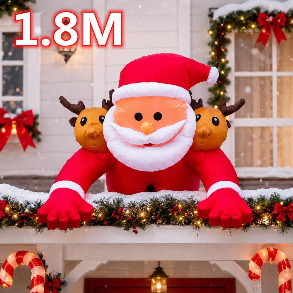 Xmas Outdoor Lighting Decorations - 1.8M Christmas Inflatable Santa Claus With