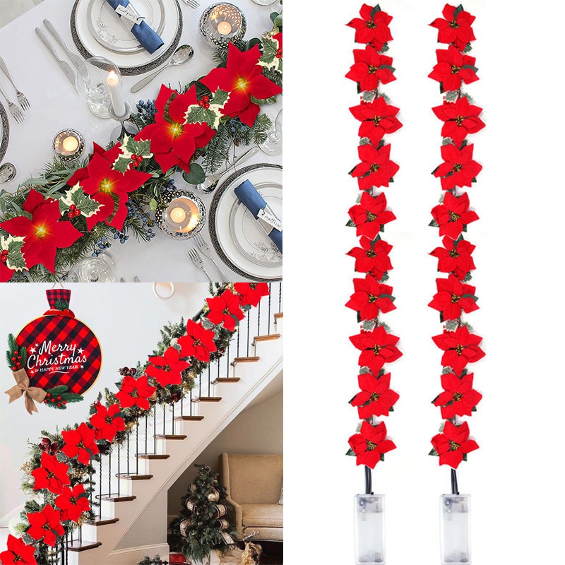 2/3m Christmas Poinsettia Flow - Xmas Outdoor Lighting Decorations review and price