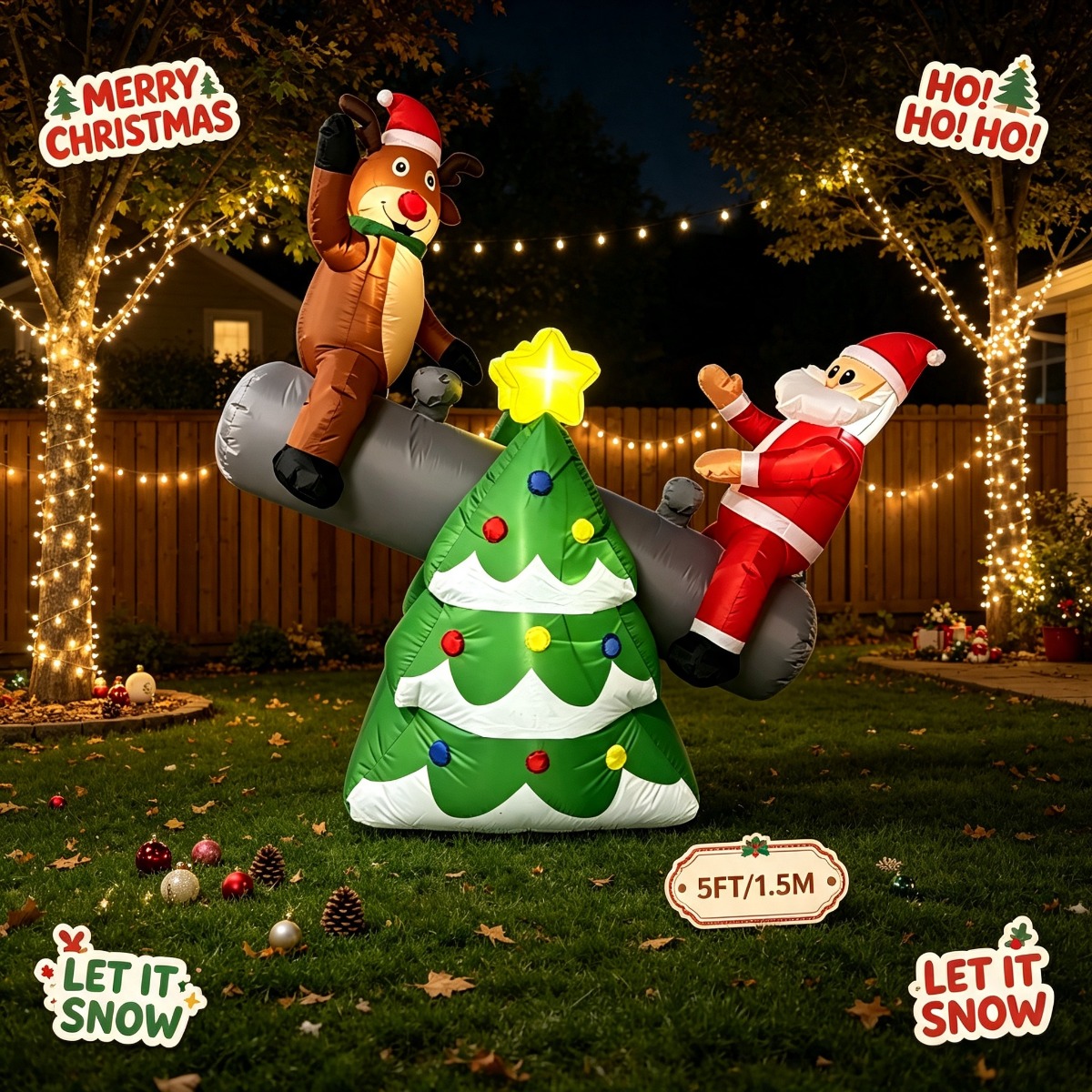 Christmas Inflatable Toys Sant - Outdoor Lighting On Trees review and price
