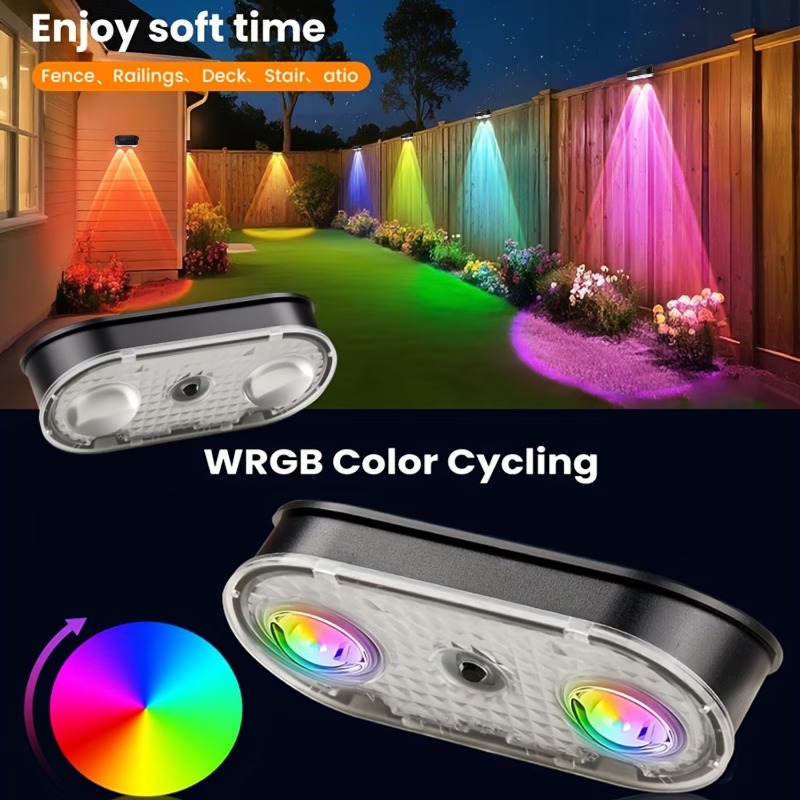 RGB Solar Fence Light IP44, 8  - Dusk To Dawn Bulb review and price