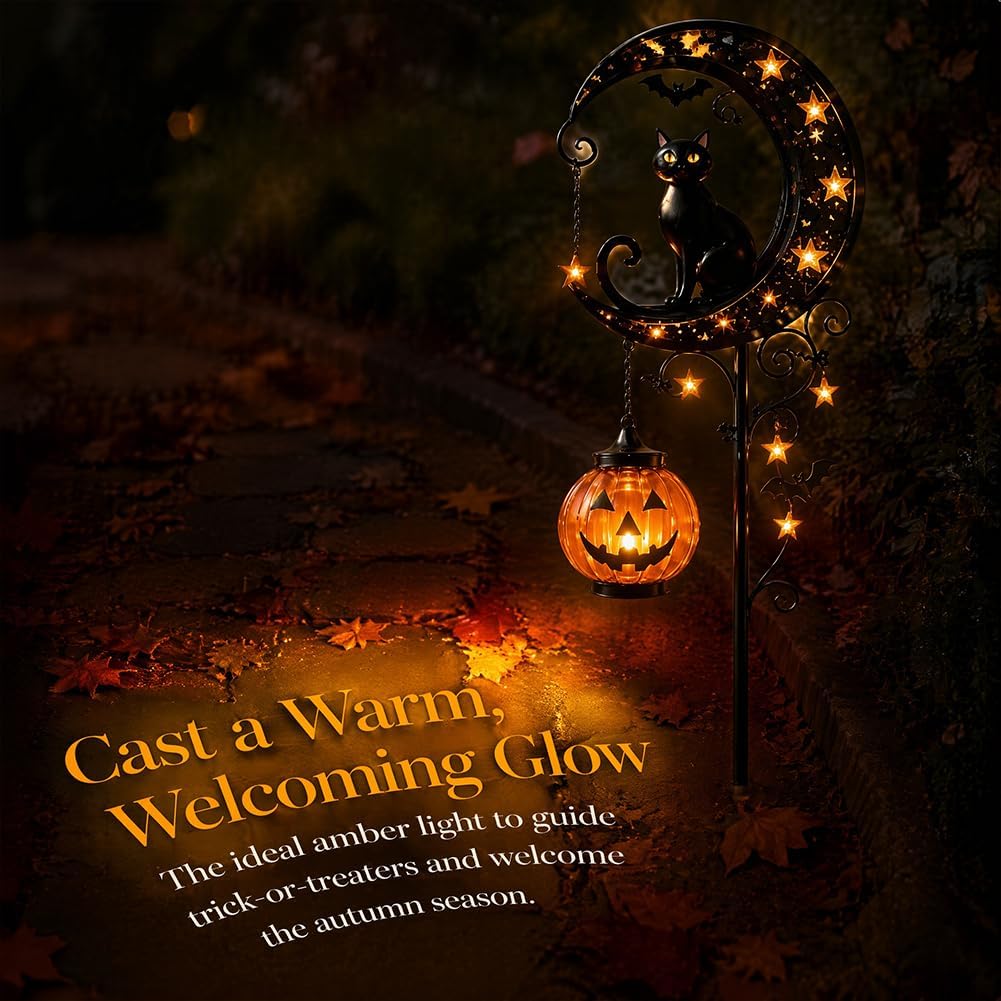 Solar Halloween Black Cat & Pu - Outdoor Lighting Ground review and price