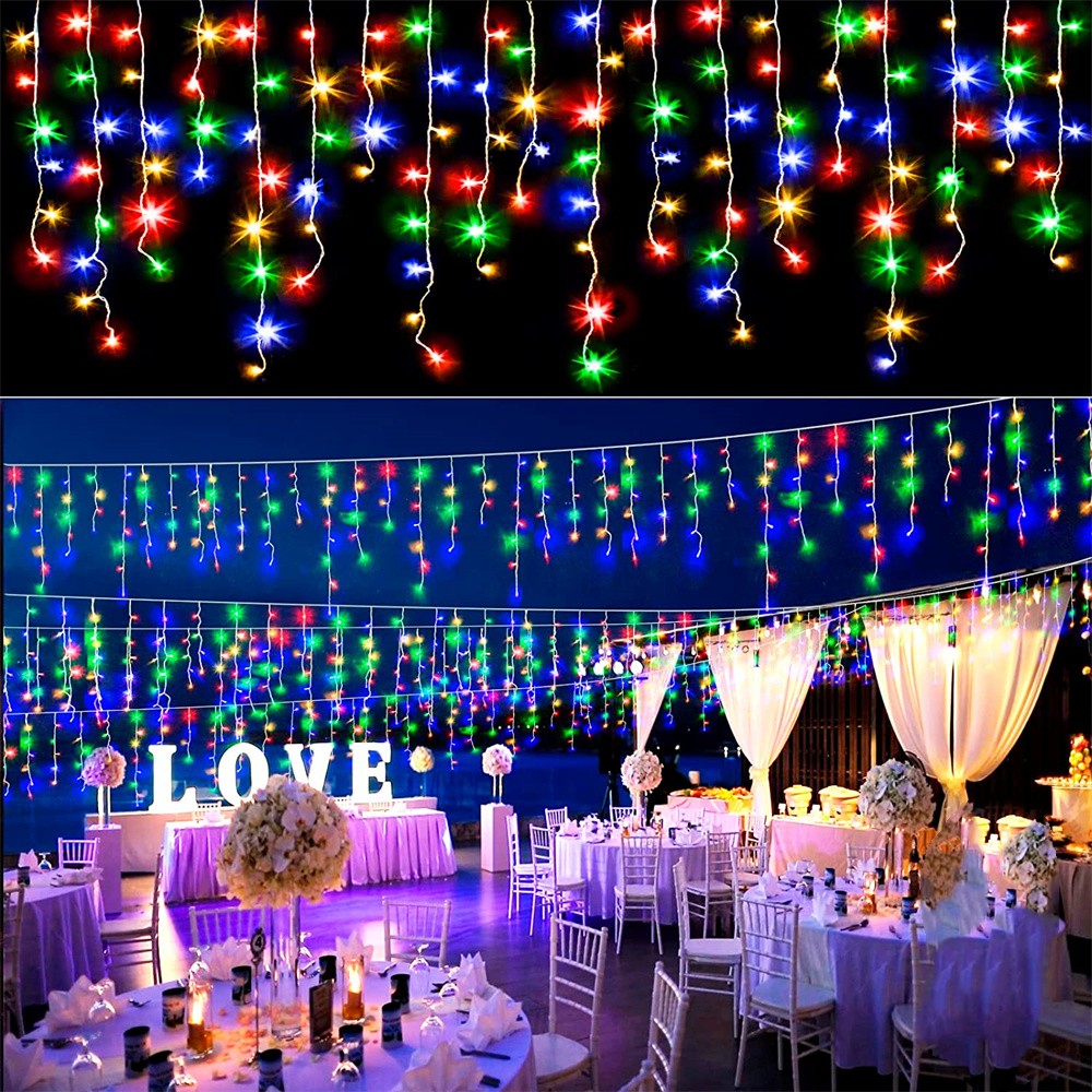4M LED Curtain Icicle String l - Xmas Outdoor Lighting Decorations review and price