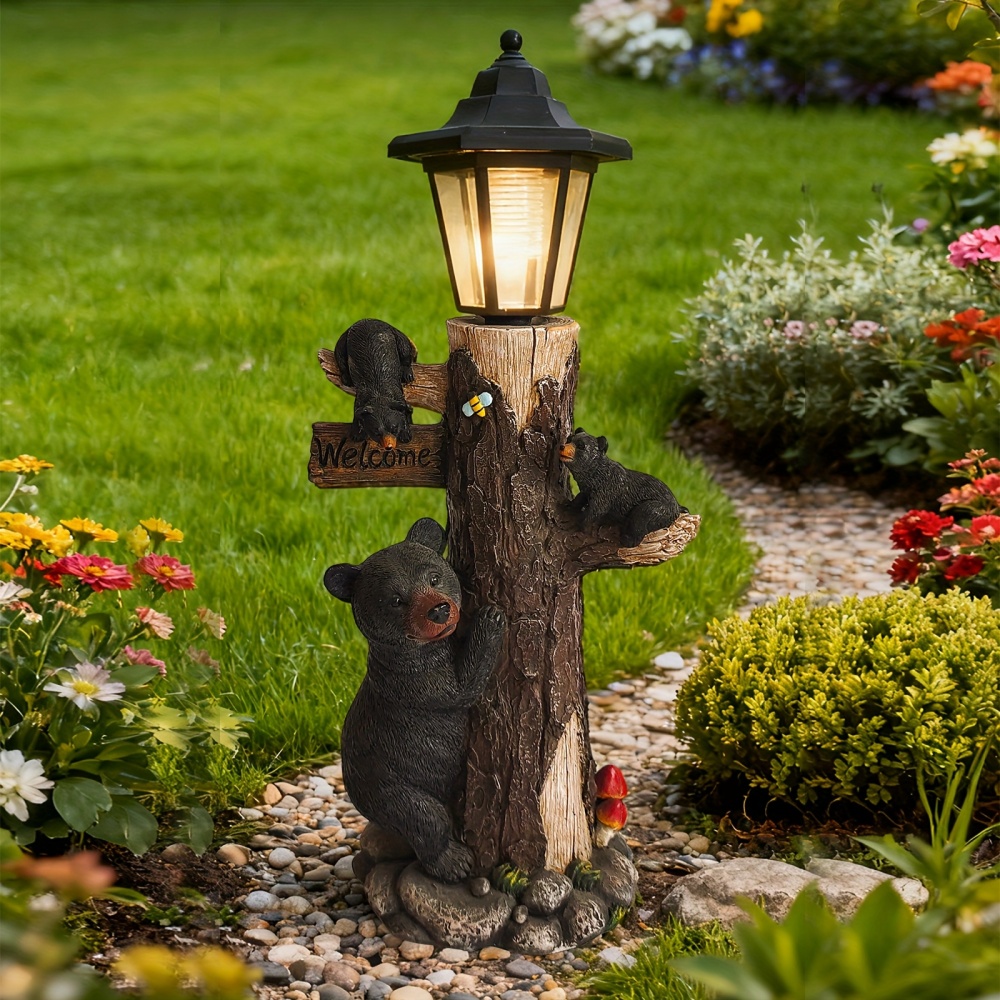 Black bear statue welcome sign - Outdoor Lighting On Trees review and price