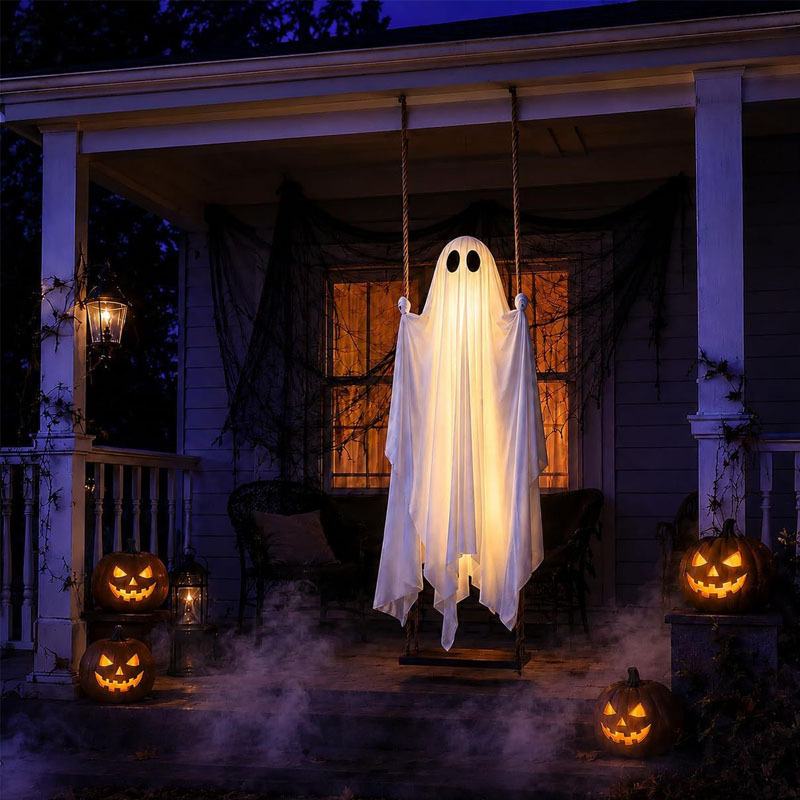 Halloween Glowing Ghost on Swi - Outdoor Lighting On Trees review and price